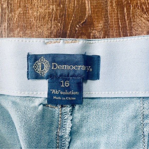Democracy Absolution Light Wash Blue Denim Jeans Wide Leg Metallic Tweed Detail - Picture 2 of 10